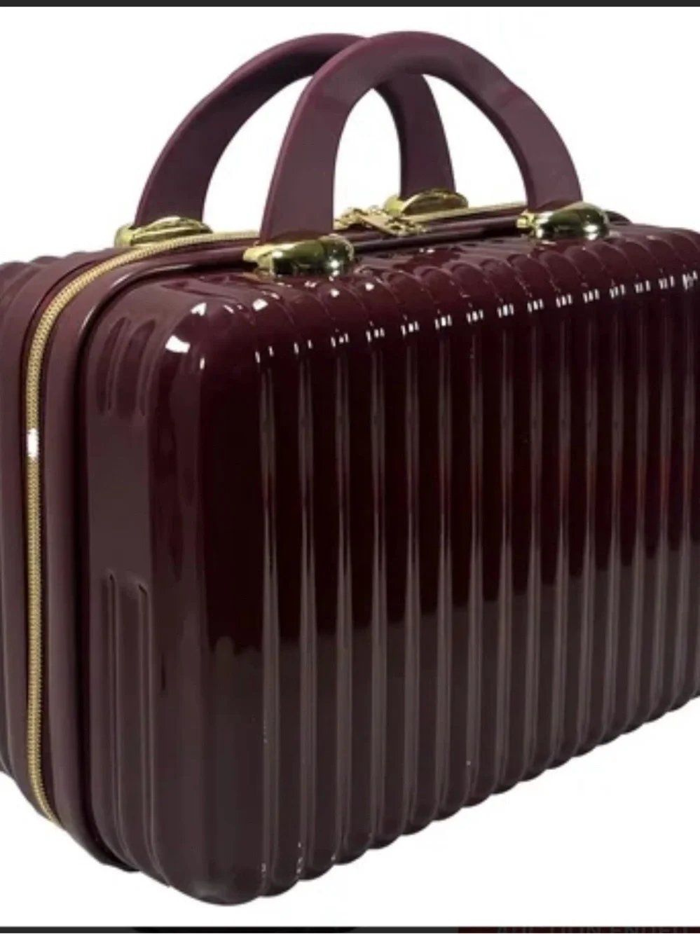 Women's Glossy Burgundy Top-Handle Bag